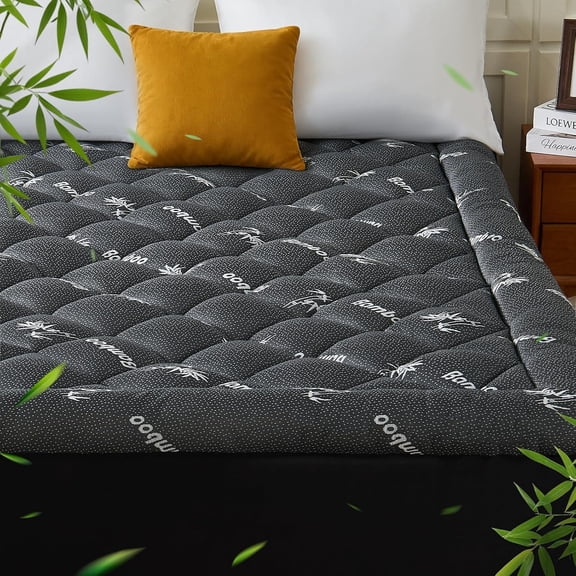 Mattress Topper, Viscose Derived from , Thick Pillow Top Mattress Pad with Deep Pocket Fits 6-18 inches, Naturally Cooling for Hot Sleepers, Soft for , Dark Grey