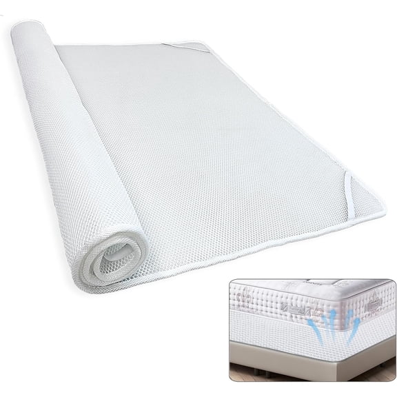 Mattress Underlay RV Ventilated Mattress, Super Breathable 3D Mesh Fabric, Standard King Size, White, Breathable, Washable