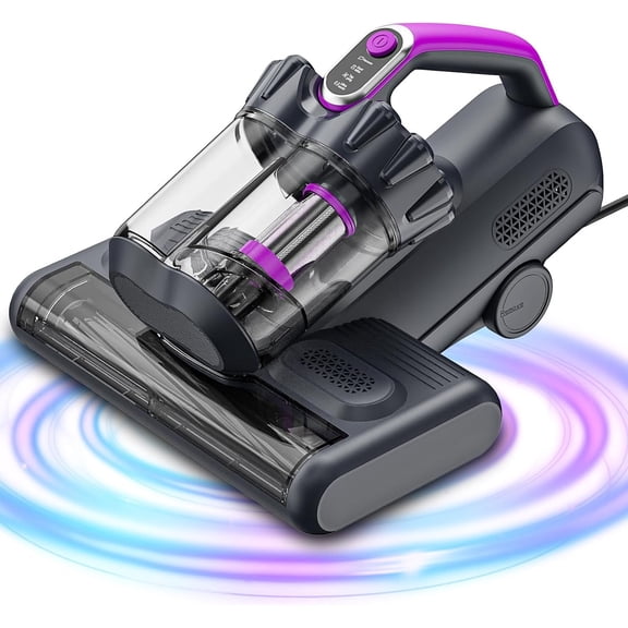 Mattress Vacuum Cleaner, 17Kpa Suction 500W High Power Handheld Roller-Type Bed Vacuum Cleaner with U-V-C Light & High Heating & Tech, 2 * 30000Rpm Brush Rolls, Corded(Black)