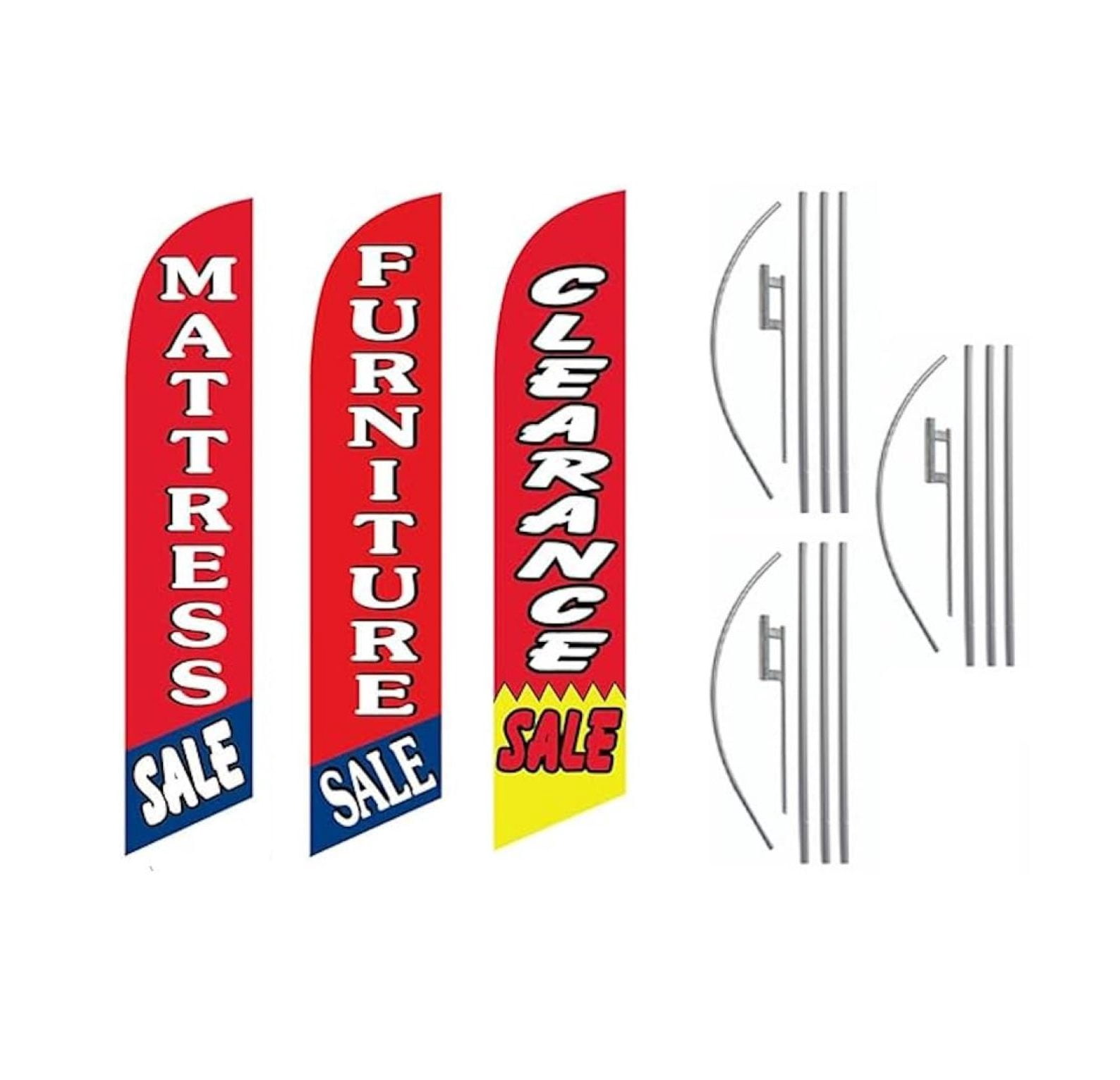 Mattress and Furniture Outlet Advertising Package of 3 Banner Flag Kits