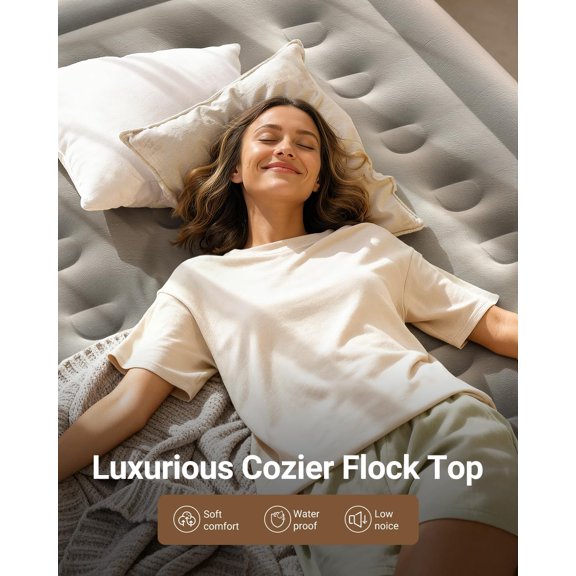 Mattress with Built-in Pump, 18 Raised Comfort Inflatable Blow Mattress for Camping and Home