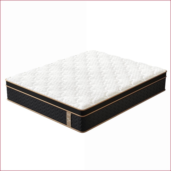 Mattresses 10'' Full Plush Hybrid Mattress with Gel Foam & Independent Coils, Fiberglass-Free, CertiPUR-US | White+Black | Polyester