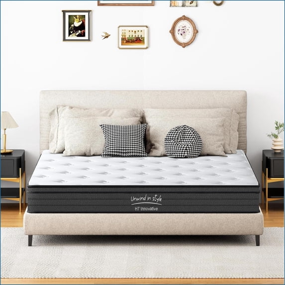 King size 10.5-inch Thick Cushion Firm Tight Top Memory Foam Innerspring Mattress main image 0
