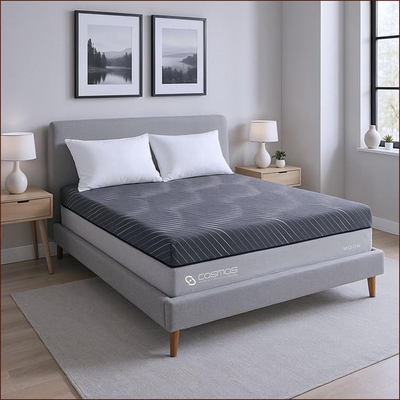 Mattresses, 12'' Queen Hybrid with Soft Waterfall Ticking Cover, Compressed Rolled Boxed | Foam+Spring | Light Gray