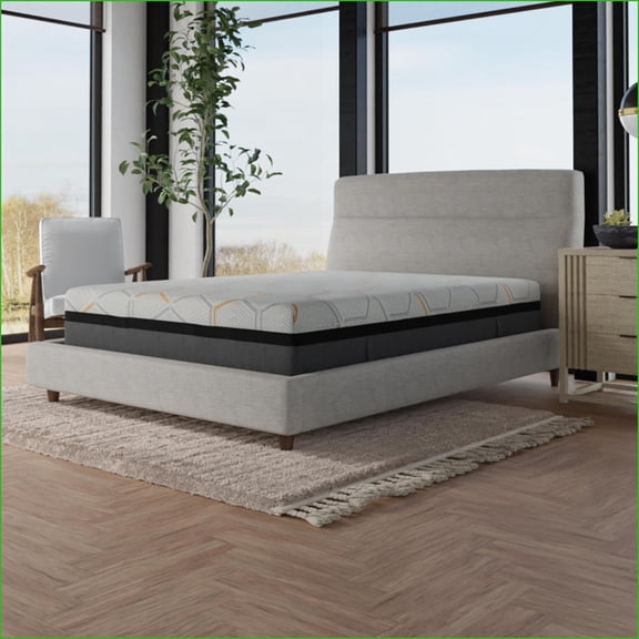 Mattresses | 14 Hybrid Copper Gel Cooling Memory Foam Full with Edge Support & Air Ridge Foam | Light Gray | Foam