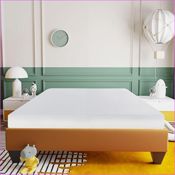 Mattresses, Full Size 6 in. Firm Gel Memory Foam Mattress | Snow White | Polyester Cover