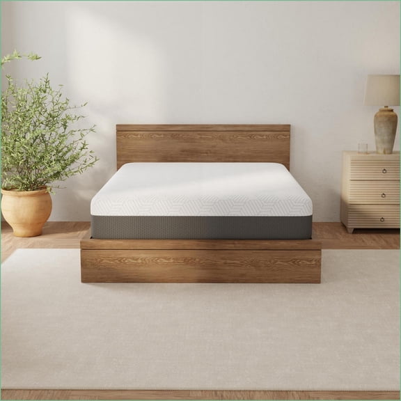 Mattresses: Omne Fria 12 Inch Queen Gel Memory Foam Mattress with Cooling Cover | Foam | Light Gray