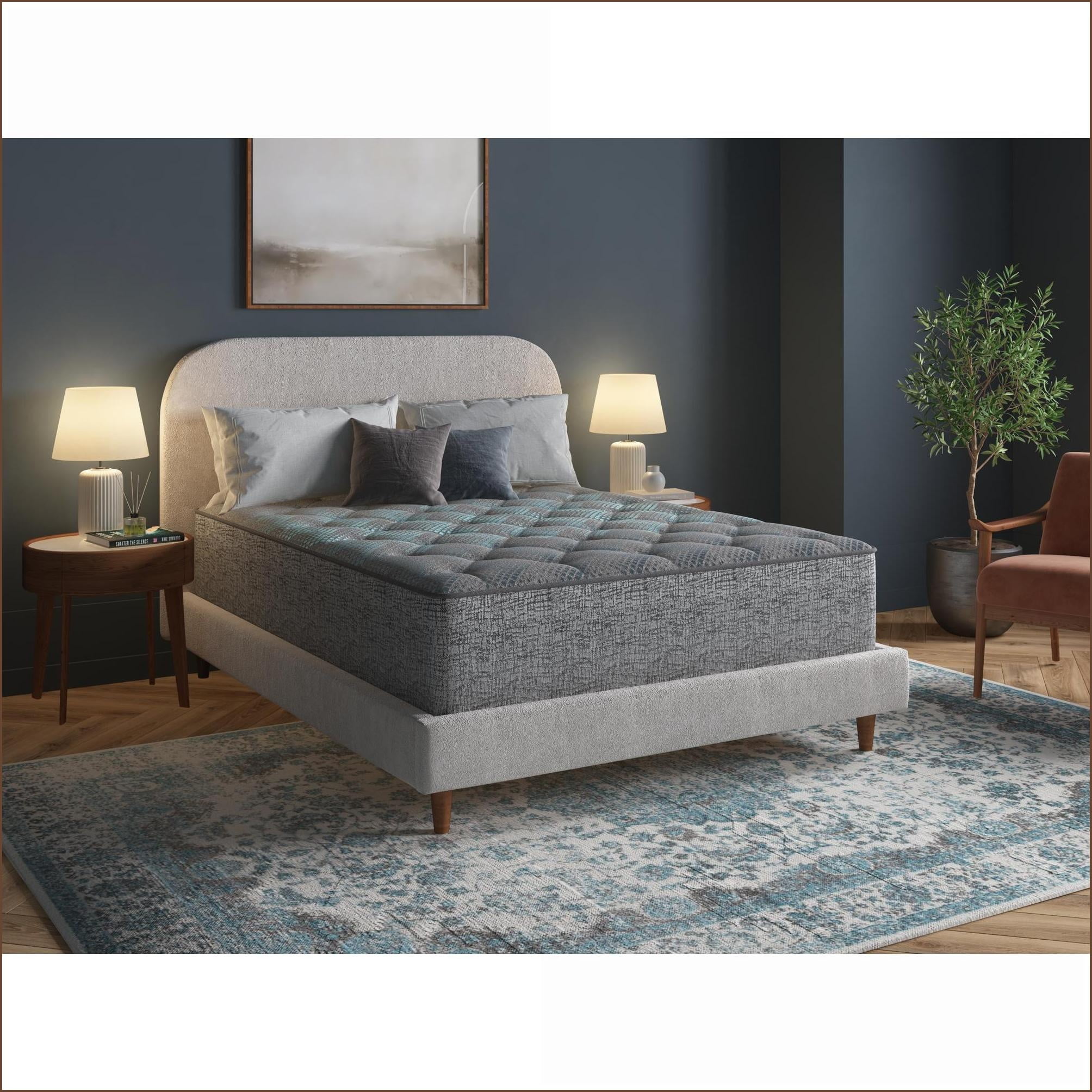 Mattresses | Restonic 13" Hybrid Firm California King Mattress, Individual Pocketed Coil | Foam | Slate Gray + Sky Blue