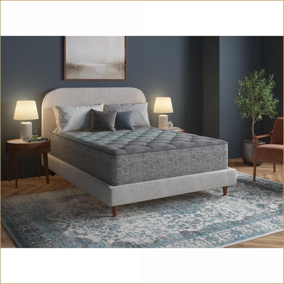 Mattresses | Restonic 13 Hybrid Plush Mattress with Individual Pocketed Coils, Queen | Foam | Slate Gray + Sky Blue