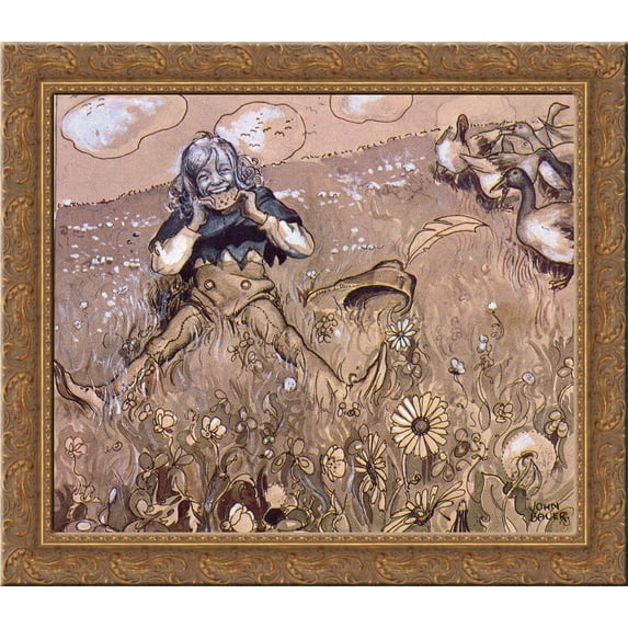 Matts 1903 24x20 Gold Ornate Wood Framed Canvas Art by John Bauer