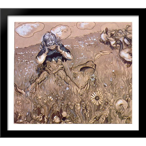 Matts 1903 32x28 Large Black Wood Framed Print Art by John Bauer