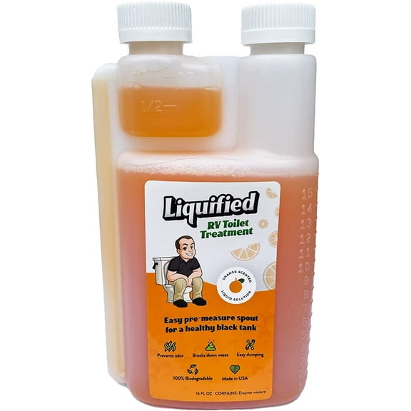 Matts RV Reviews Liquified RV Toilet Treatment Black Holding Tank Digester Odor Eliminator Orange Scent (16oz)