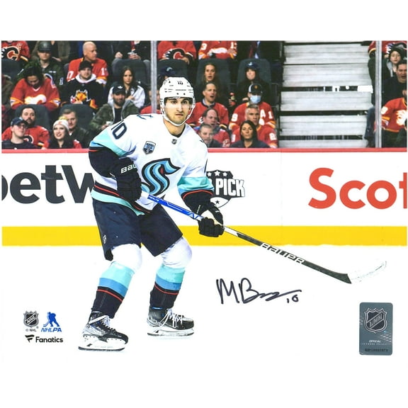 Matty Beniers Seattle Kraken Autographed 8" x 10" NHL Debut Photograph - Fanatics Authentic Certified