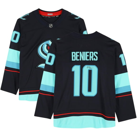 Matty Beniers Seattle Kraken Autographed Navy Fanatics Breakaway Jersey - No Patch - Fanatics Authentic Certified