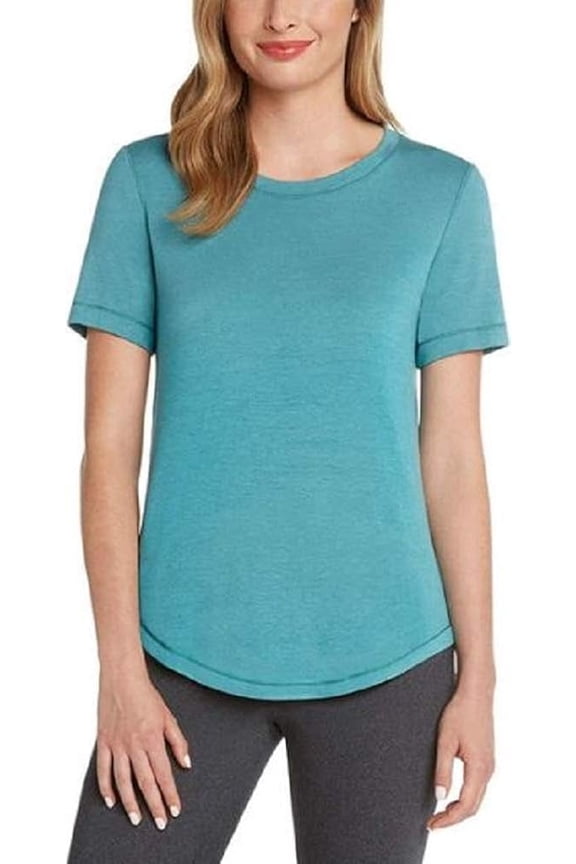 Ladies' French Terry Tee - Round Neck T-Shirt, Light Teal - Small