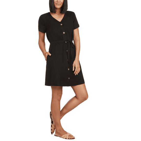 Matty M Ladies' Front Button Dress (XL, Black)