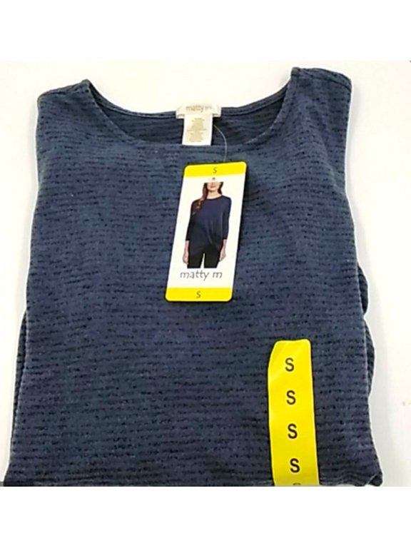 Matty Super Soft Knot Top Extra Cozy Fabric Long Sleeve Blue/Gray - Small - New