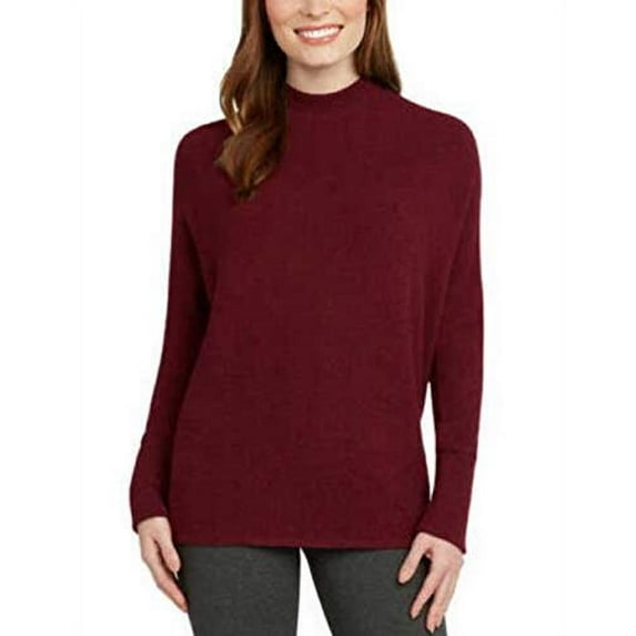 Matty M Ladies' Mock Neck Top (Wine, X-Large)