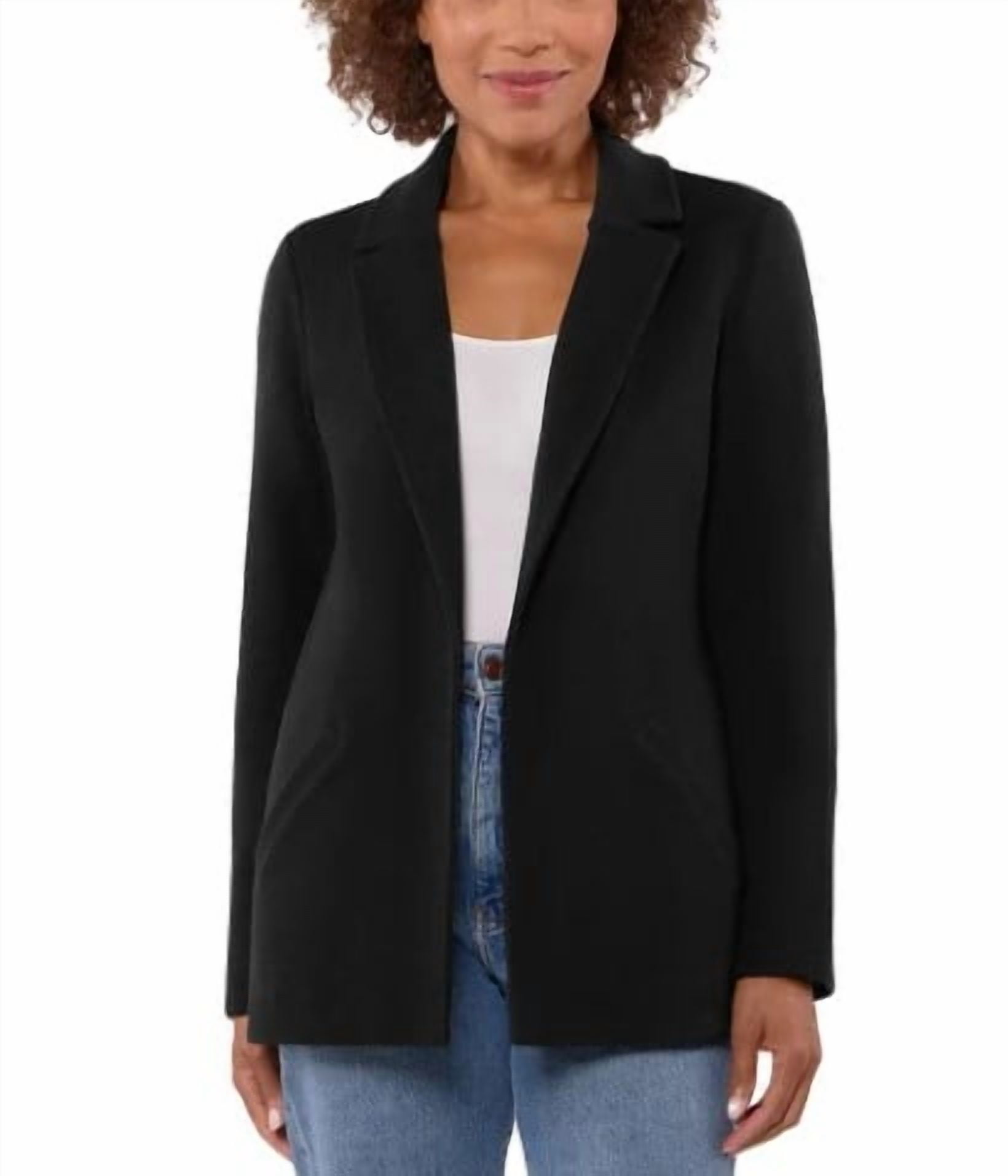 Matty M Ladies' Size Large (12-14) Knit Boyfriend Blazer, Black