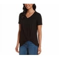 thumbnail image 1 of Matty M Ladies' Twist Knot V-Neck Shirt Top, Black Small, 1 of 3