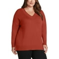 thumbnail image 1 of Matty M Ladies' V-Neck Sweater (Brick, 3X-Large), 1 of 2