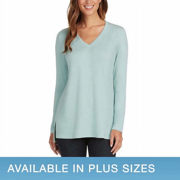 Matty M Ladies' V-Neck Tunic Top (Large, Heather Sage)