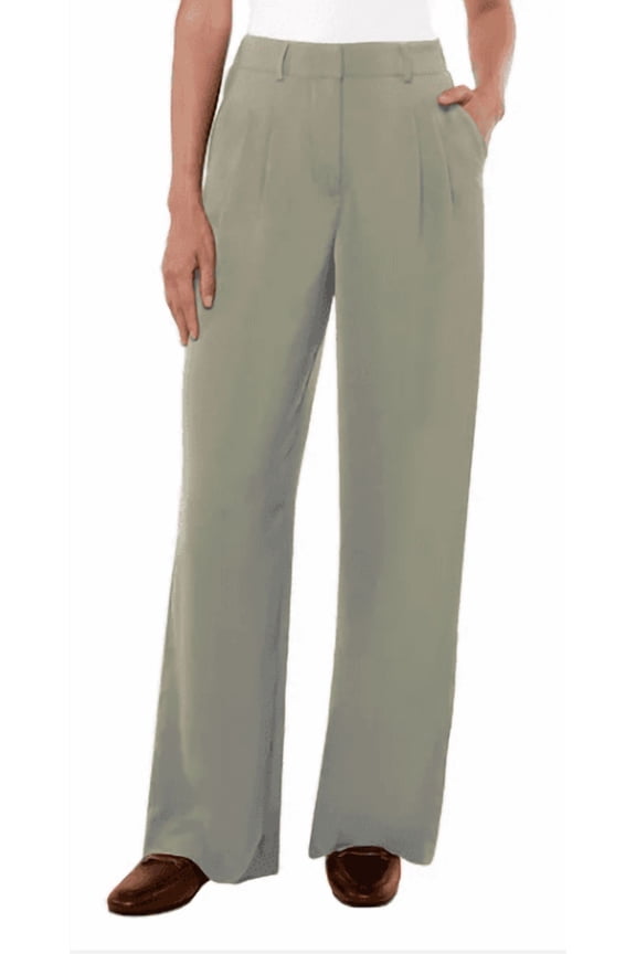 Ladies' Wide Leg Essential Trouser (Sage, Large)