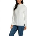 thumbnail image 1 of Matty M Ribbed Mock Neck Tunic Top, Women's (Medium, Pearl Gray), 1 of 3