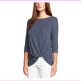 thumbnail image 1 of Matty M Women Knot 3/4 Sleeves Top L/Denim, 1 of 1