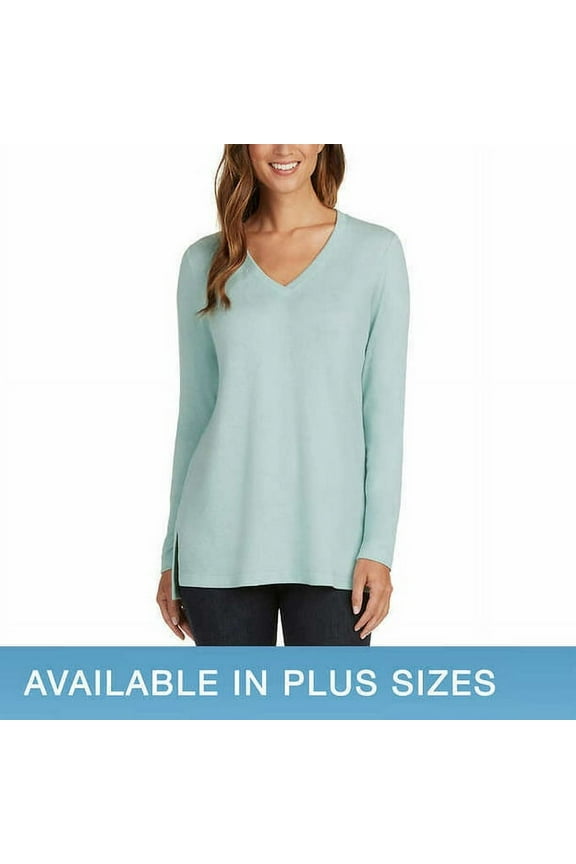 Women S Top Long Sleeve V-Neck Size: M, Color: Heather Sage