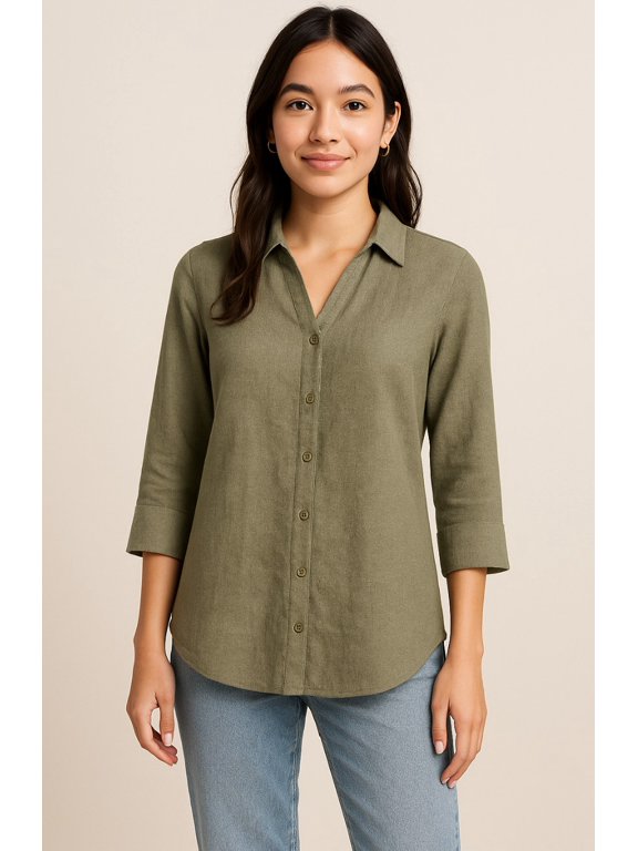 Womens ButtonUp Top - Green/Moss - Size XL