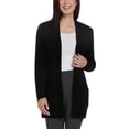 thumbnail image 1 of Matty M Women's Cozy Cable Open Front Chenille Cardigan Sweater, Black, Large, 1 of 3