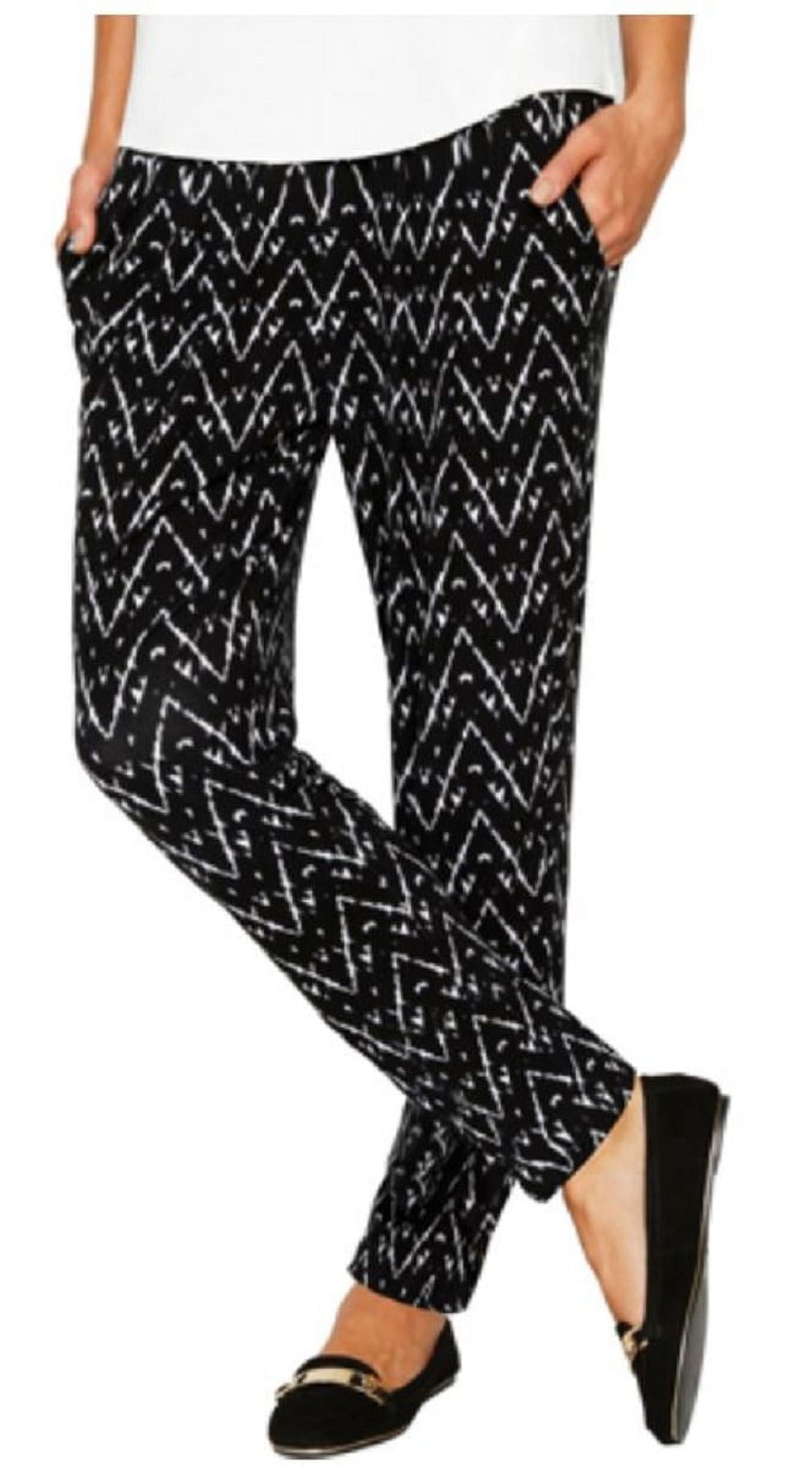 Matty M Women's Fashion Stretch Soft Pull-On Pant (Black Chevron, X-Small)  