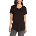 thumbnail image 1 of Matty M Women's French Terry Scoop Roll Cuff Neck Tee, 1 of 3