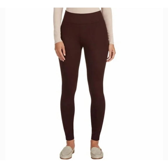 Matty M Women's High Rise Slub Legging with Pockets (Large, Dark Wine)