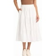 thumbnail image 1 of Matty M Women's Linen Blend Midi Skirt with Pockets (White,Large), 1 of 3