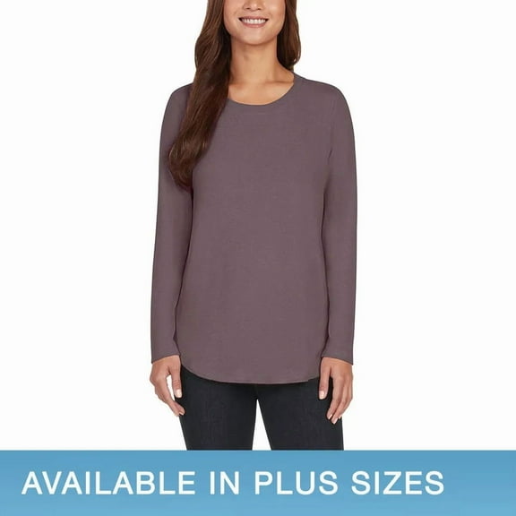 Matty M Women's Long Sleeve Crew Neck Tunic Top (Plum, Small)