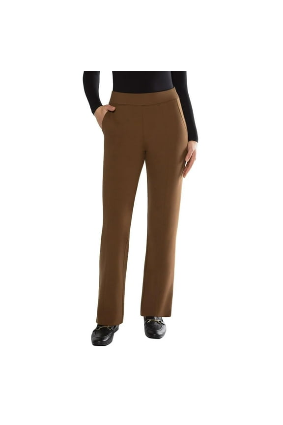 Women's Pull On Straight Leg Office Pants (US, Alpha, Small, Regular, Regular, Tobacco)