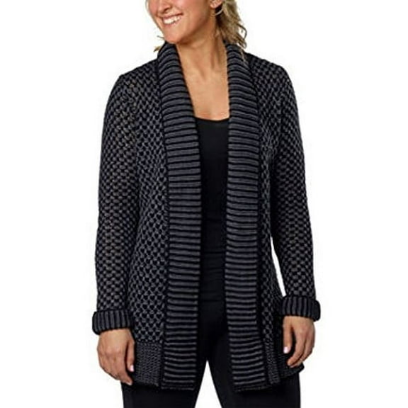 Matty M Women's Shawl Collar Open Cardigan Medium Charcoal