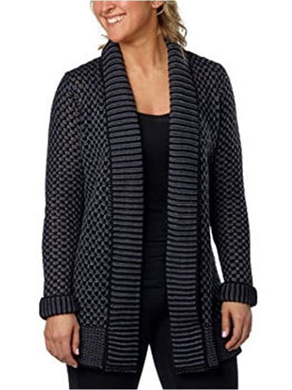 Women's Shawl Collar Open Cardigan Medium Charcoal