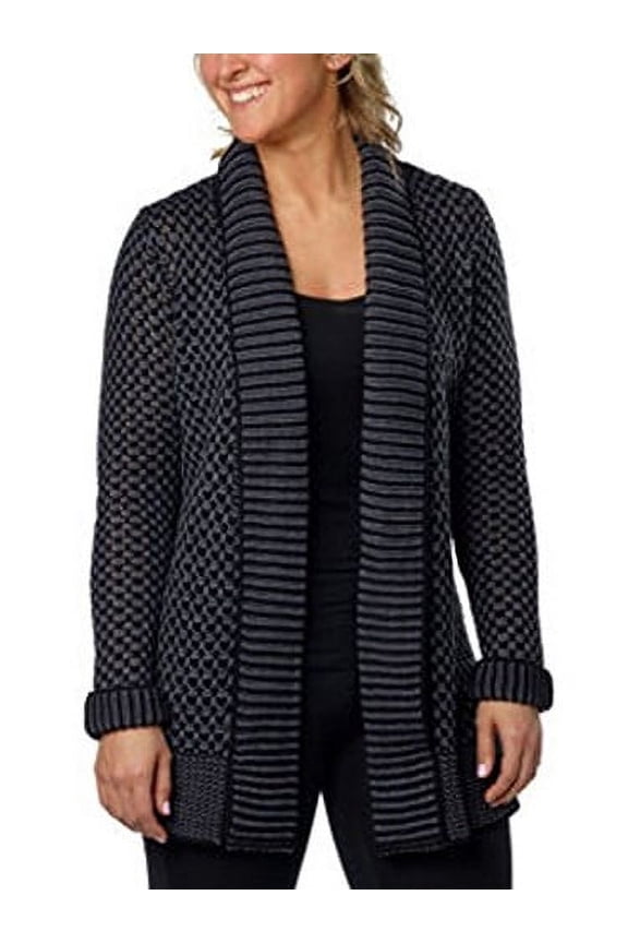 Women's Shawl Collar Open Cardigan Medium Charcoal