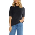 thumbnail image 1 of Matty M Women's Soft Eyelash Knit Short Sleeve Sweater Top (Black, XL), 1 of 4