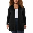 thumbnail image 1 of Matty M Women's Soft Ribbed Knit Midweight Open Front Cardigan (Black, XXL), 1 of 3