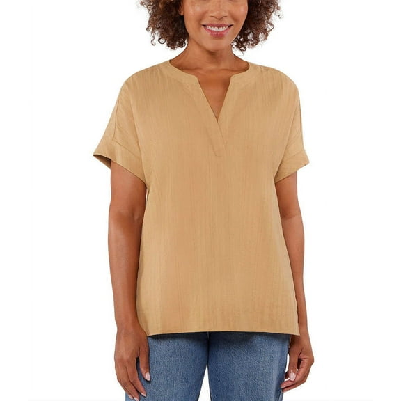 Matty M Women's Spit Neck Summer Top (Honey, 2X)