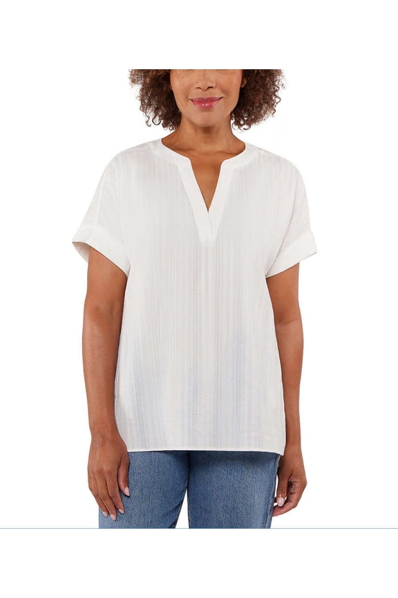 Women's Spit Neck Summer Top (Ivory, 2X)