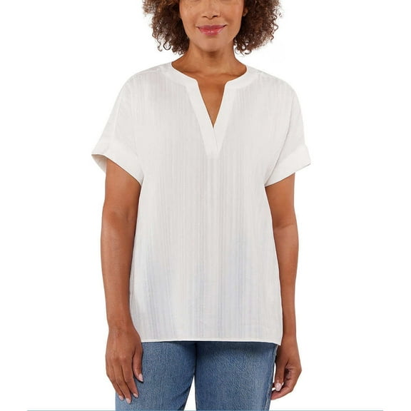 Matty M Women's Spit Neck Summer Top (Ivory, XL)