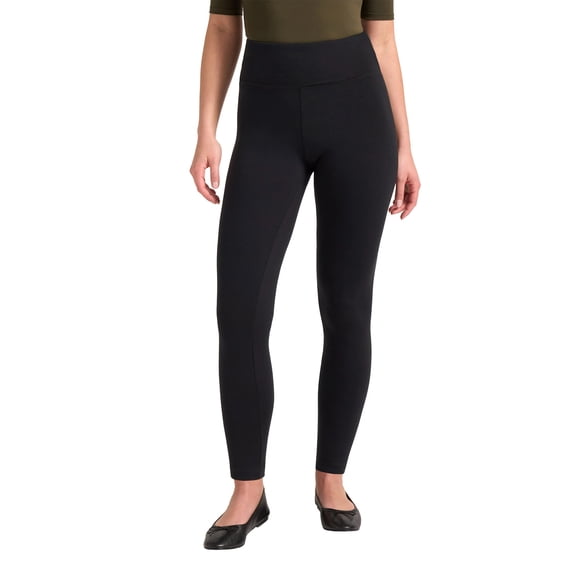 Matty M Women's Stretch High Rise Pull On Legging (US, Alpha, Large, Regular, Regular, Black)