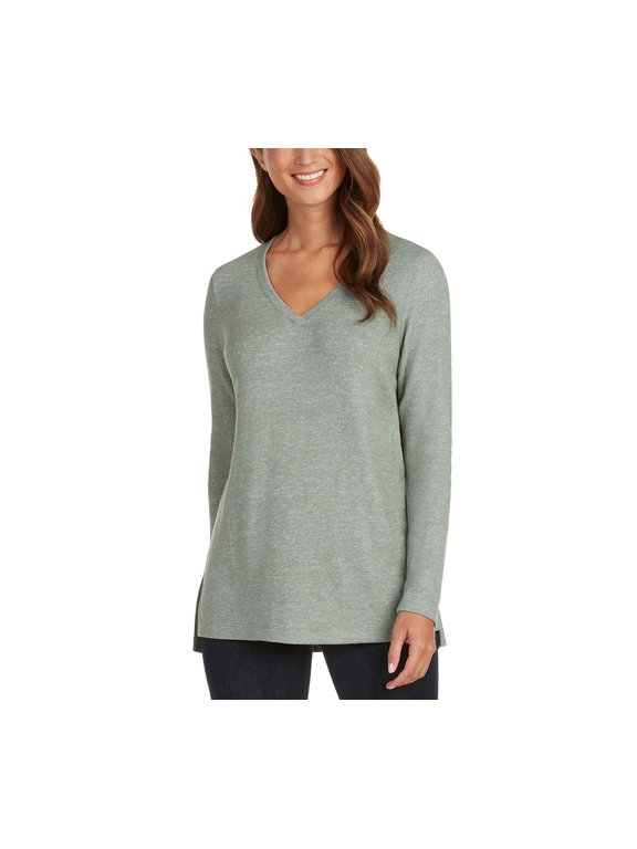 Women's Top Sz S Ladies' V-Neck Tunic Top Green
