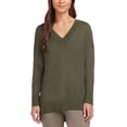 thumbnail image 1 of Matty M Women's V Neck Pullover Sweater with Side Slits (Olive, Small), 1 of 2