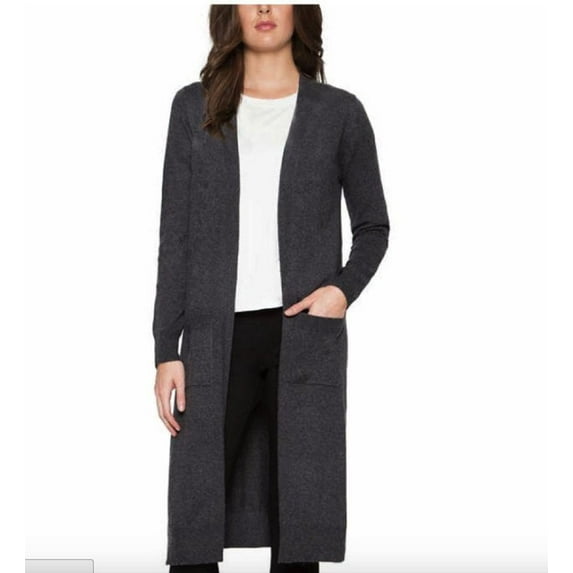 Matty M Womens Duster Open Front Knit Cardigan Sweater (Dark Grey, Small)